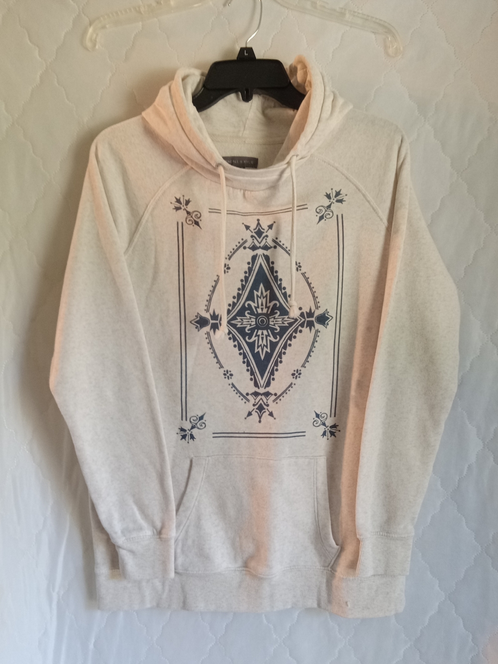 Kendall & Kylie Cream Hoodie with Navy Graphic